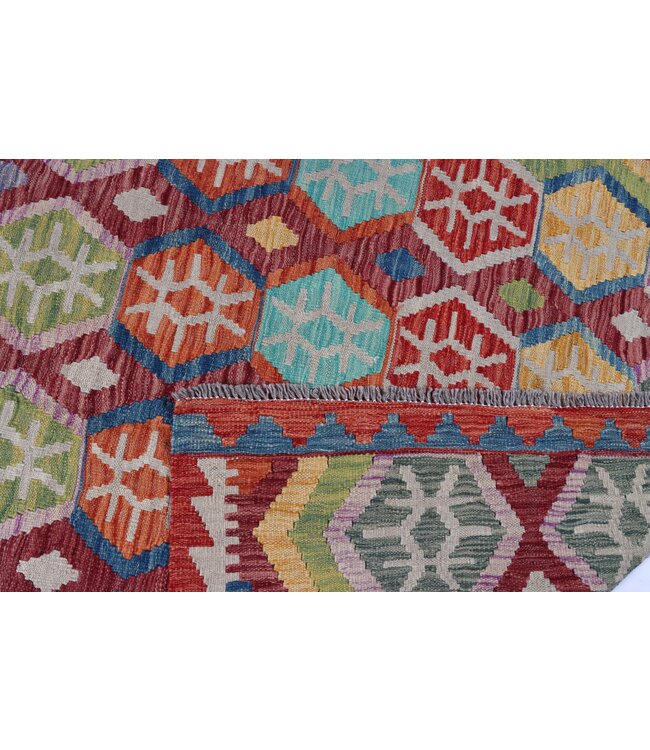 193x150 cm Handgefertigter Afghanischer traditioneller Kelim Teppich Woll