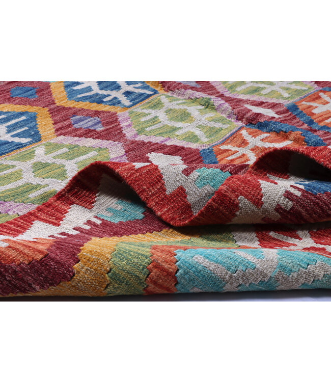 193x150 cm Handgefertigter Afghanischer traditioneller Kelim Teppich Woll