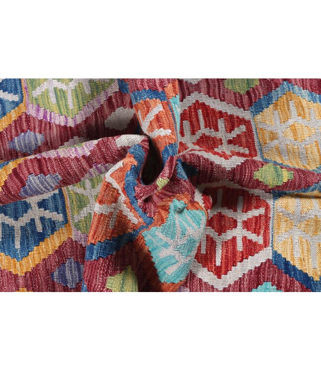 193x150 cm Handgefertigter Afghanischer traditioneller Kelim Teppich Woll