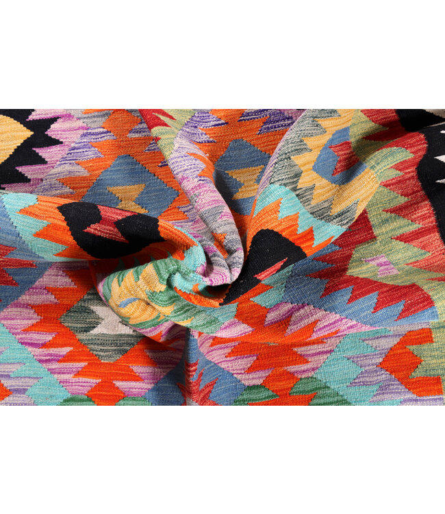 203x151 cm Handgemaakte Afghaanse traditionele Kelim Vloerkleed Wol Tapijt