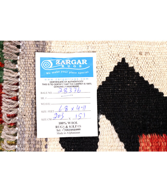 203x151 cm Handmade Afghan Traditional Kelim Area Rug Wool Carpet