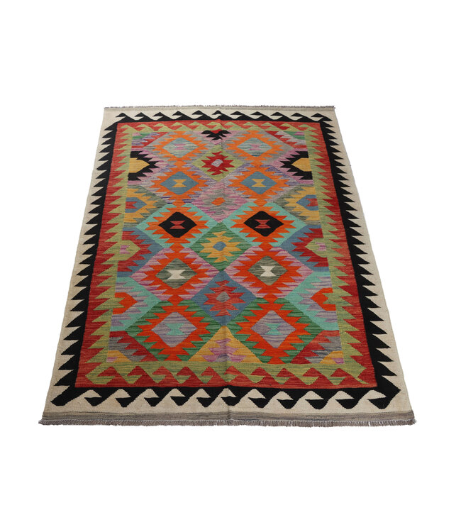 203x151 cm Handgefertigter Afghanischer traditioneller Kelim Teppich Woll