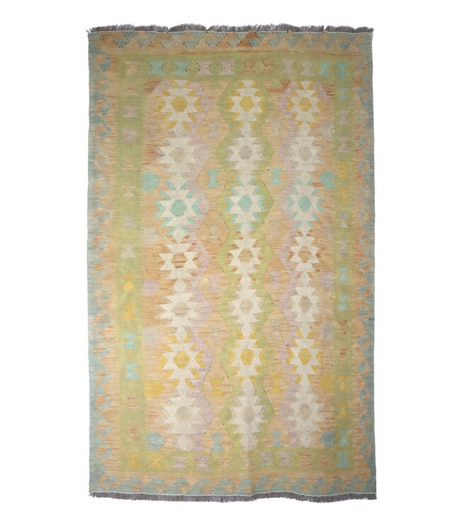198x146  cm Handmade Afghan Traditional Kelim Area Rug Wool Carpet