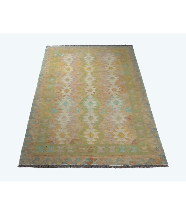 198x146 cm Handgefertigter Afghanischer traditioneller Kelim Teppich Woll