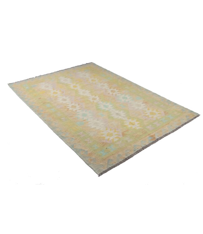 198x146 cm Handgefertigter Afghanischer traditioneller Kelim Teppich Woll