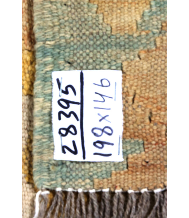 198x146 cm Handgefertigter Afghanischer traditioneller Kelim Teppich Woll