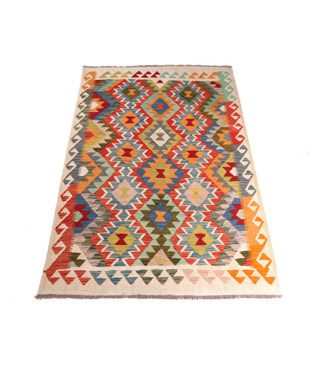 205x150  cm Handmade Afghan Traditional Kelim Area Rug Wool Carpet