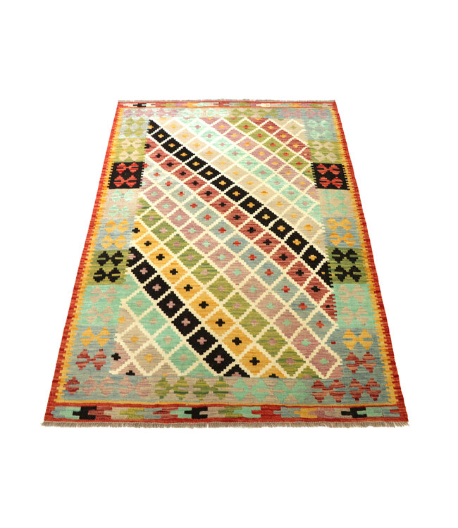 203x150 cm Handgefertigter Afghanischer traditioneller Kelim Teppich Woll