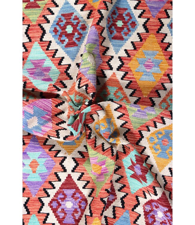 195x152 cm Handgefertigter Afghanischer traditioneller Kelim Teppich Woll