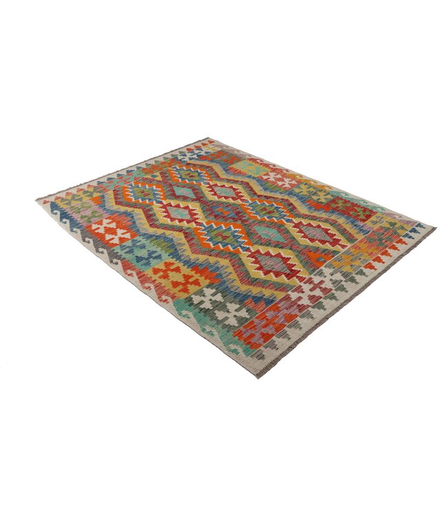 192x152 cm Handgefertigter Afghanischer traditioneller Kelim Teppich Woll