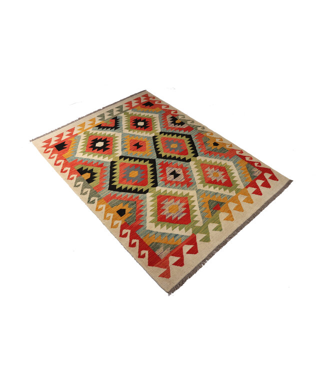 195x148 cm Handgemaakte Afghaanse traditionele Kelim Vloerkleed Wol Tapijt