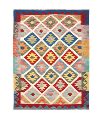 Kelimshop 204x154 cm Handgefertigter Afghanischer traditioneller Kelim Teppich Woll