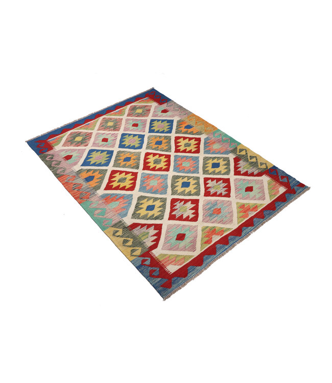 204x154 cm Handgefertigter Afghanischer traditioneller Kelim Teppich Woll