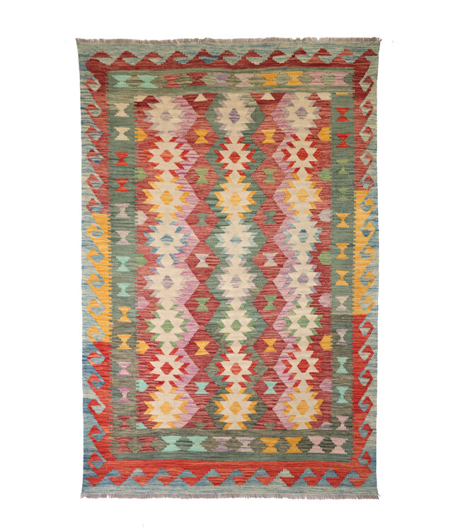 210x147 cm Handgemaakte Afghaanse traditionele Kelim Vloerkleed Wol Tapijt