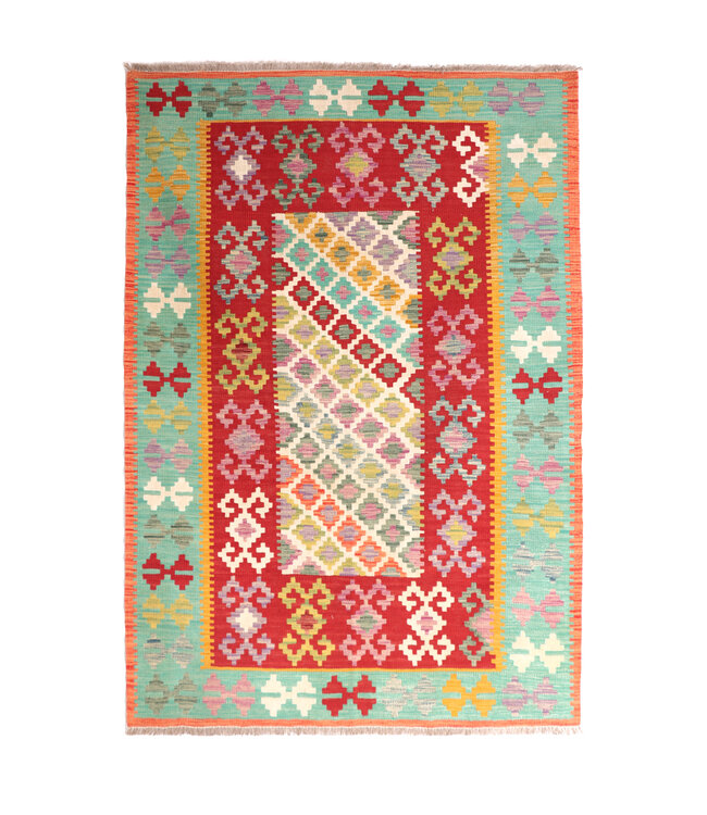 180x126 cm Handgefertigter Afghanischer traditioneller Kelim Teppich Woll