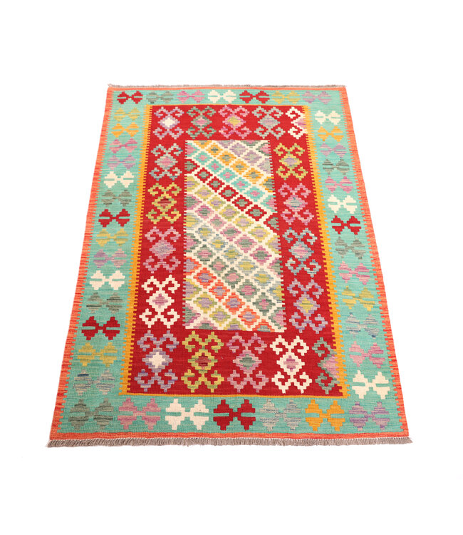 180x126 cm Handgemaakte Afghaanse traditionele Kelim Vloerkleed Wol Tapijt