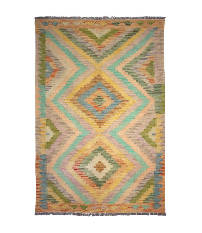 184x122  cm Handmade Afghan Traditional Kelim Area Rug Wool Carpet