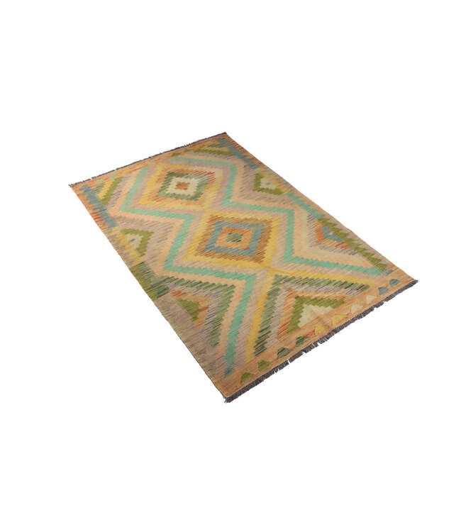 184x122 cm Handgefertigter Afghanischer traditioneller Kelim Teppich Woll