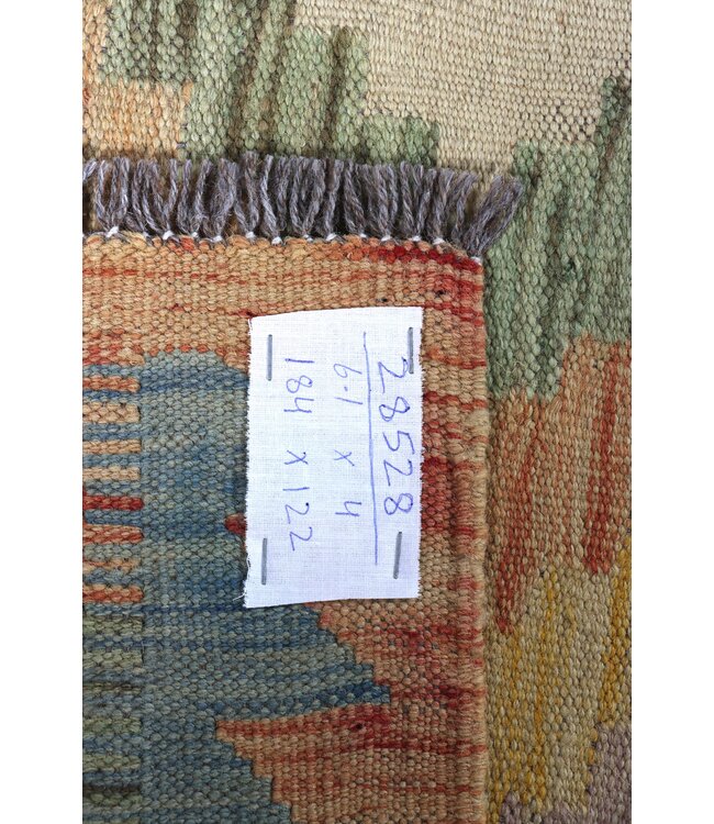 184x122 cm Handgefertigter Afghanischer traditioneller Kelim Teppich Woll