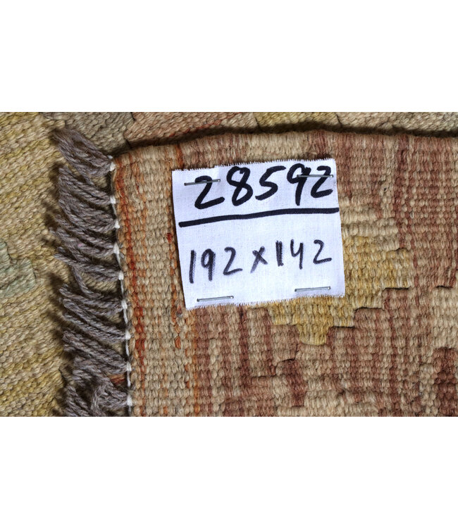192x142  cm Handmade Afghan Traditional Kelim Area Rug Wool Carpet