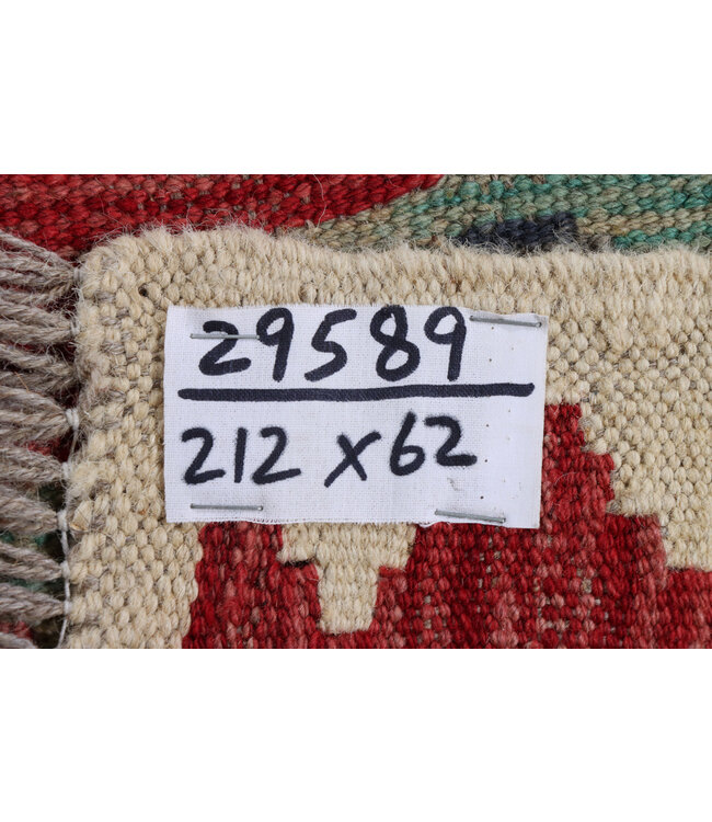 Kelim kleed loper 212x62 cm  vloerkleed tapijt kelims hand geweven