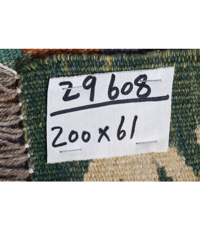 Kelim kleed loper 200x61 cm  vloerkleed tapijt kelims hand geweven