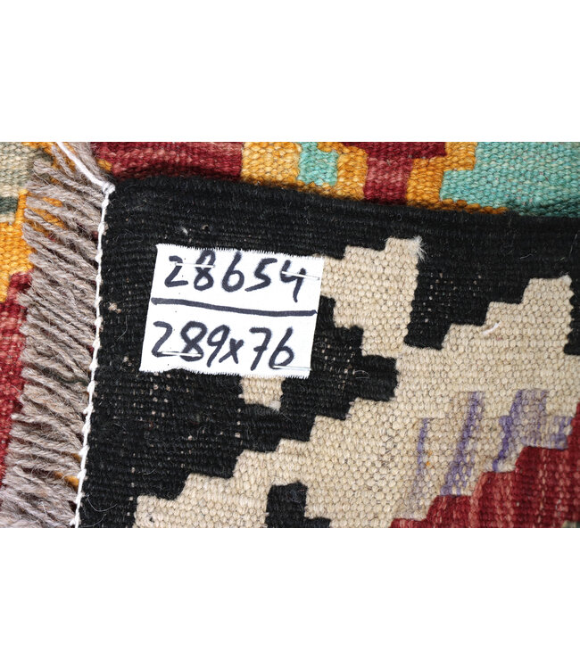 Kelim kleed loper 289x76 cm  vloerkleed tapijt kelims hand geweven