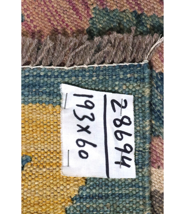 Kelim kleed loper 193x60 cm  vloerkleed tapijt kelims hand geweven