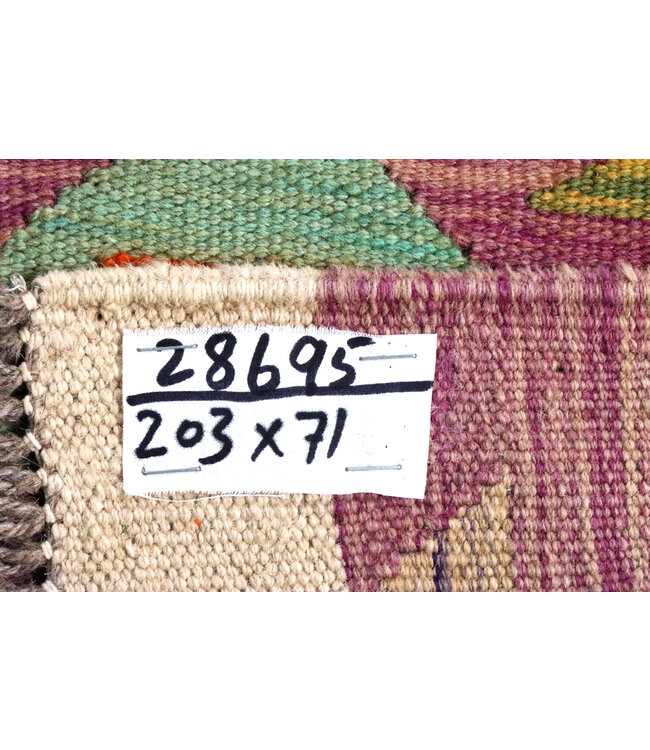 Kelim kleed loper 203x71 cm vloerkleed tapijt kelims hand geweven