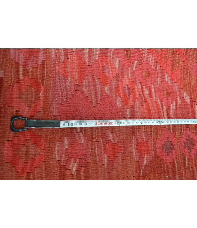 Handgewebter rosa-roter Kelim-Teppich, 233 x 184 cm, Teppich aus 100 % Wolle