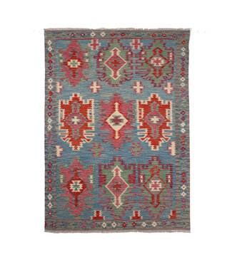 Kelimshop 207x153 cm Handgefertigter Afghanischer traditioneller Kelim Teppich Woll
