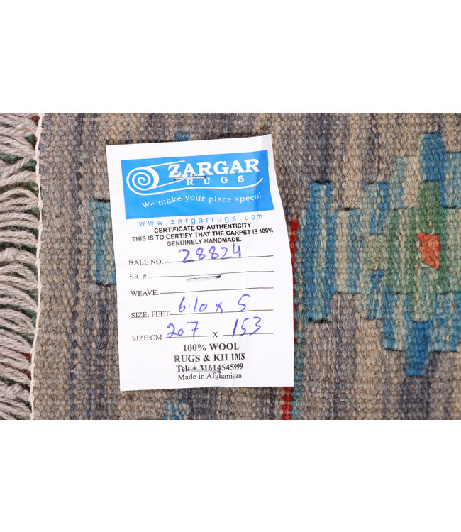 207x153  cm Handmade Afghan Traditional Kelim Area Rug Wool Carpet