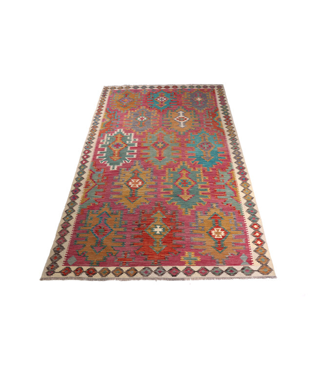 302x199  cm Handmade Afghan Traditional Kelim Area Rug Wool Carpet -
