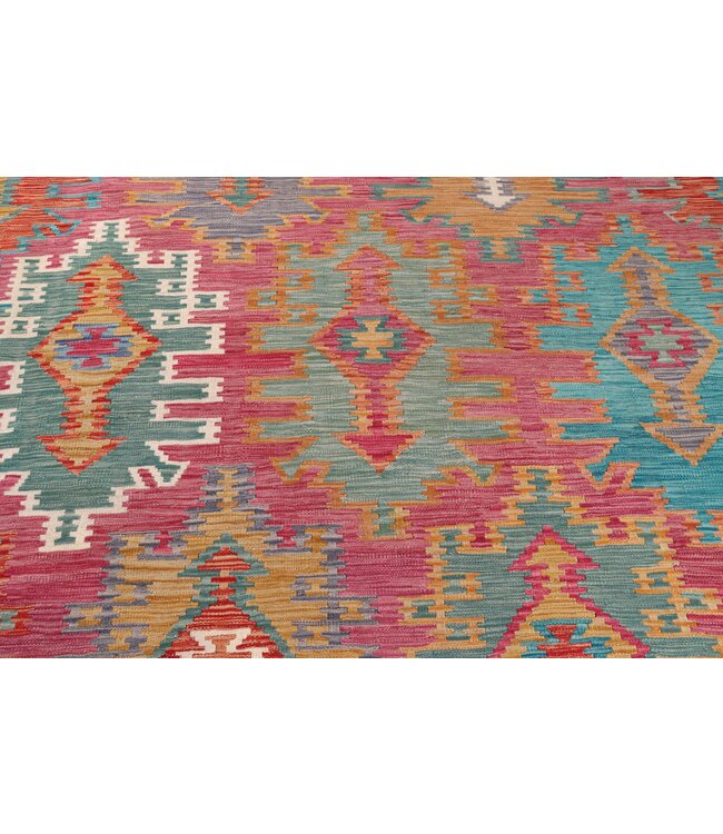 302x199 cm Handgefertigter Afghanischer traditioneller Kelim Teppich Woll