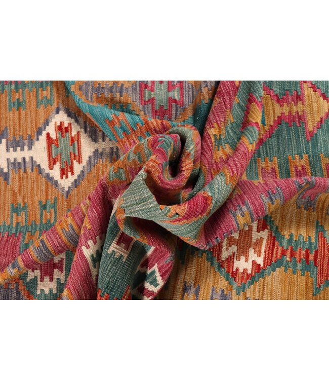 302x199  cm Handmade Afghan Traditional Kelim Area Rug Wool Carpet -