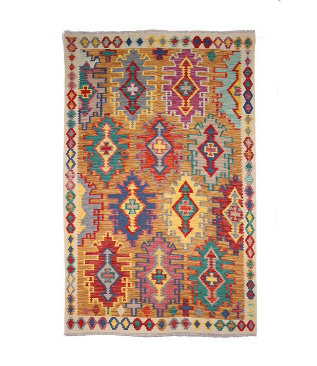 247x177 cm Handgemaakte Afghaanse traditionele Kelim Vloerkleed Wol Tapijt