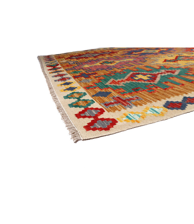 247x177 cm Handgemaakte Afghaanse traditionele Kelim Vloerkleed Wol Tapijt