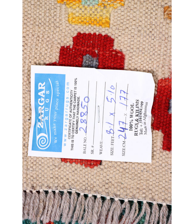 247x177 cm Handgemaakte Afghaanse traditionele Kelim Vloerkleed Wol Tapijt