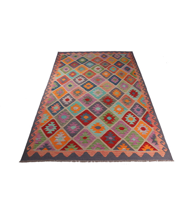 297x194 cm Handgefertigter Afghanischer traditioneller Kelim Teppich Woll