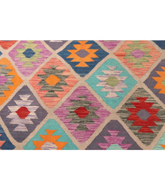 297x194 cm Handgefertigter Afghanischer traditioneller Kelim Teppich Woll