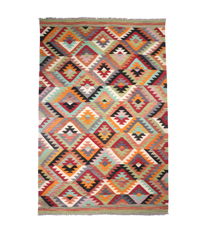 300x197 cm Handgemaakte Afghaanse traditionele Kelim Vloerkleed Wol Tapijt