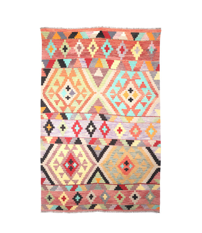 300x200 cm Handgefertigter Afghanischer traditioneller Kelim Teppich Woll