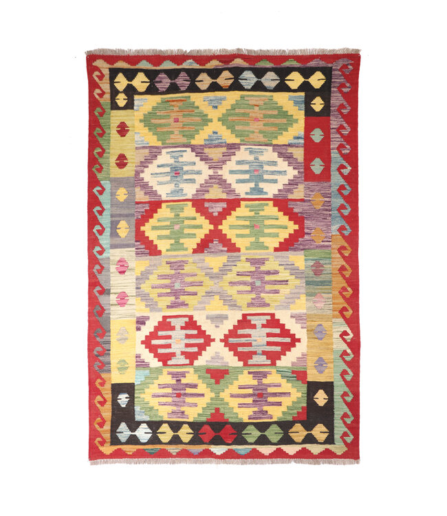 185x142  cm Handmade Afghan Traditional Kelim Area Rug Wool Carpet