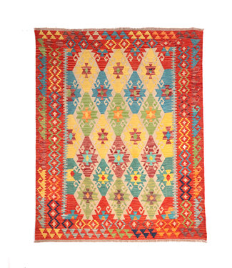Kelimshop 200x162 cm Handgefertigter Afghanischer traditioneller Kelim Teppich Woll