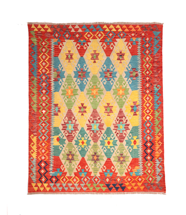 200x162  cm Handmade Afghan Traditional Kelim Area Rug Wool Carpet