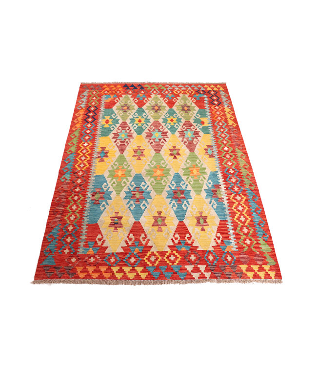 200x162  cm Handmade Afghan Traditional Kelim Area Rug Wool Carpet