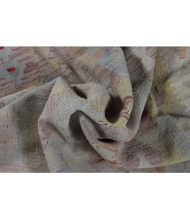 203x157 cm Handgewebter Beiger Traditioneller Kelim-Teppich