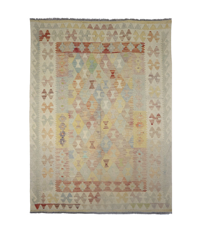 203x157 cm Handwoven Beige Traditional Kelim Rug
