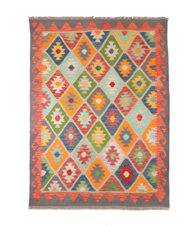200x153 cm Handgefertigter Afghanischer traditioneller Kelim Teppich Woll