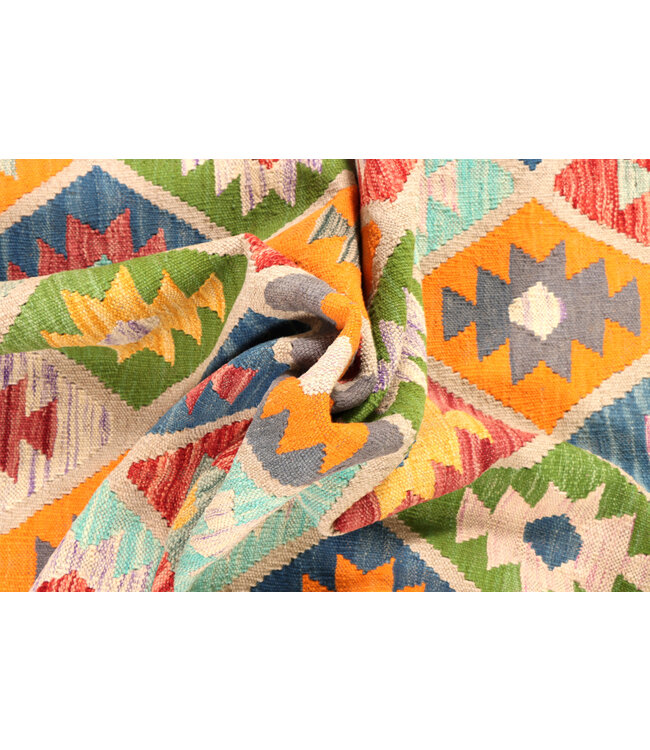 200x153 cm Handgefertigter Afghanischer traditioneller Kelim Teppich Woll